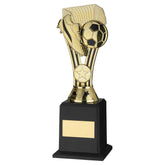GOLD/BLACK PLASTIC 'WEMBLEY' FIGURE ON BASE (1in CEN) - 9.5in
